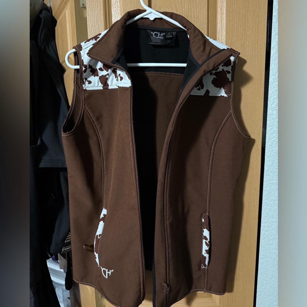 Brown with cow print  vest